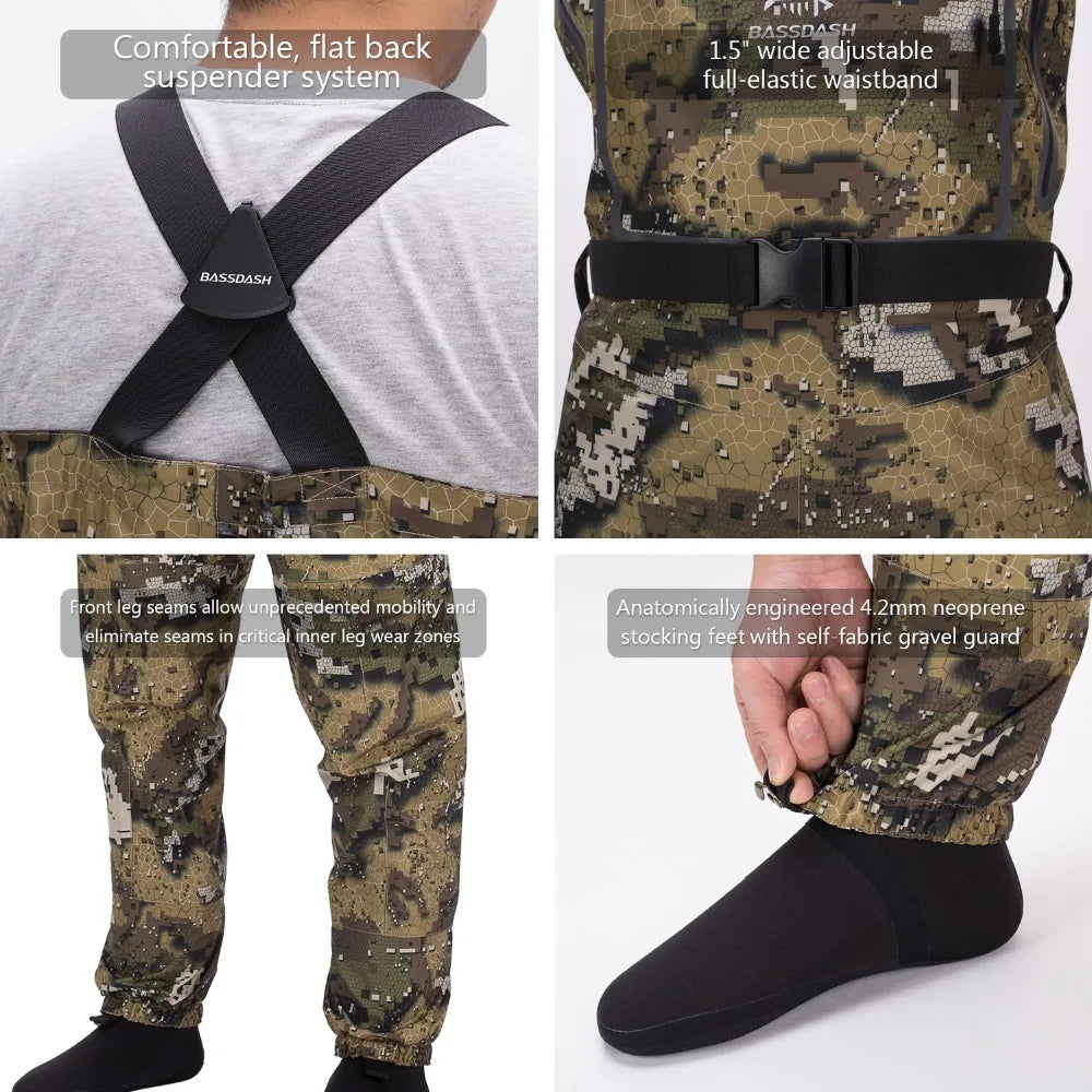 Fishing Hunting Waders for Men Veil Camo Chest Stocking Foot Breathable and Ultra Lightweight