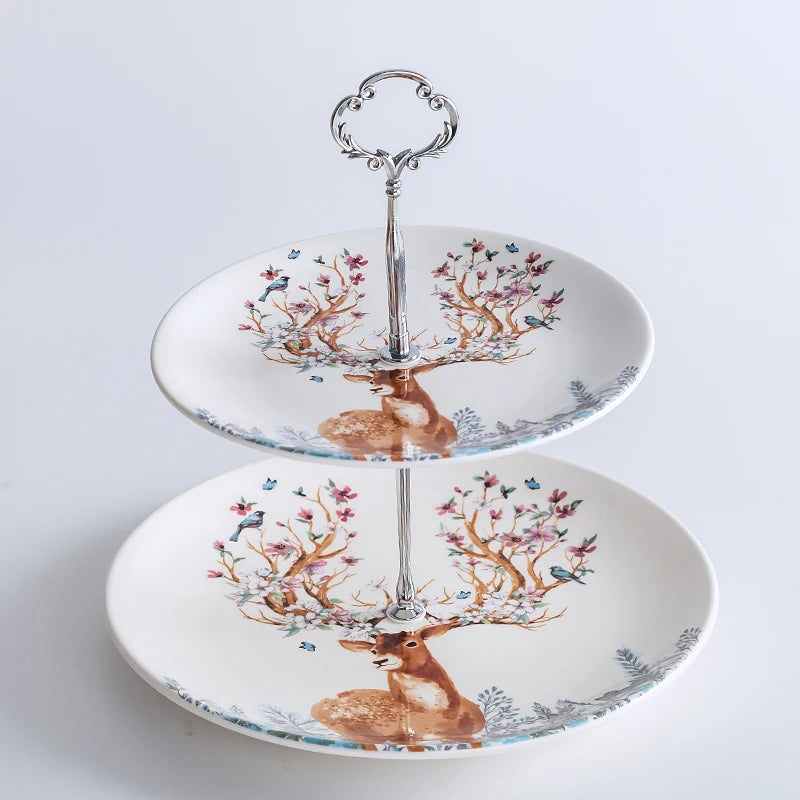 Elk Ceramic Fruit Plates Reindeer Snack Dishes Christmas Deer Cake Plate Candy Dish Food Porcelain Tray Tableware Decoration
