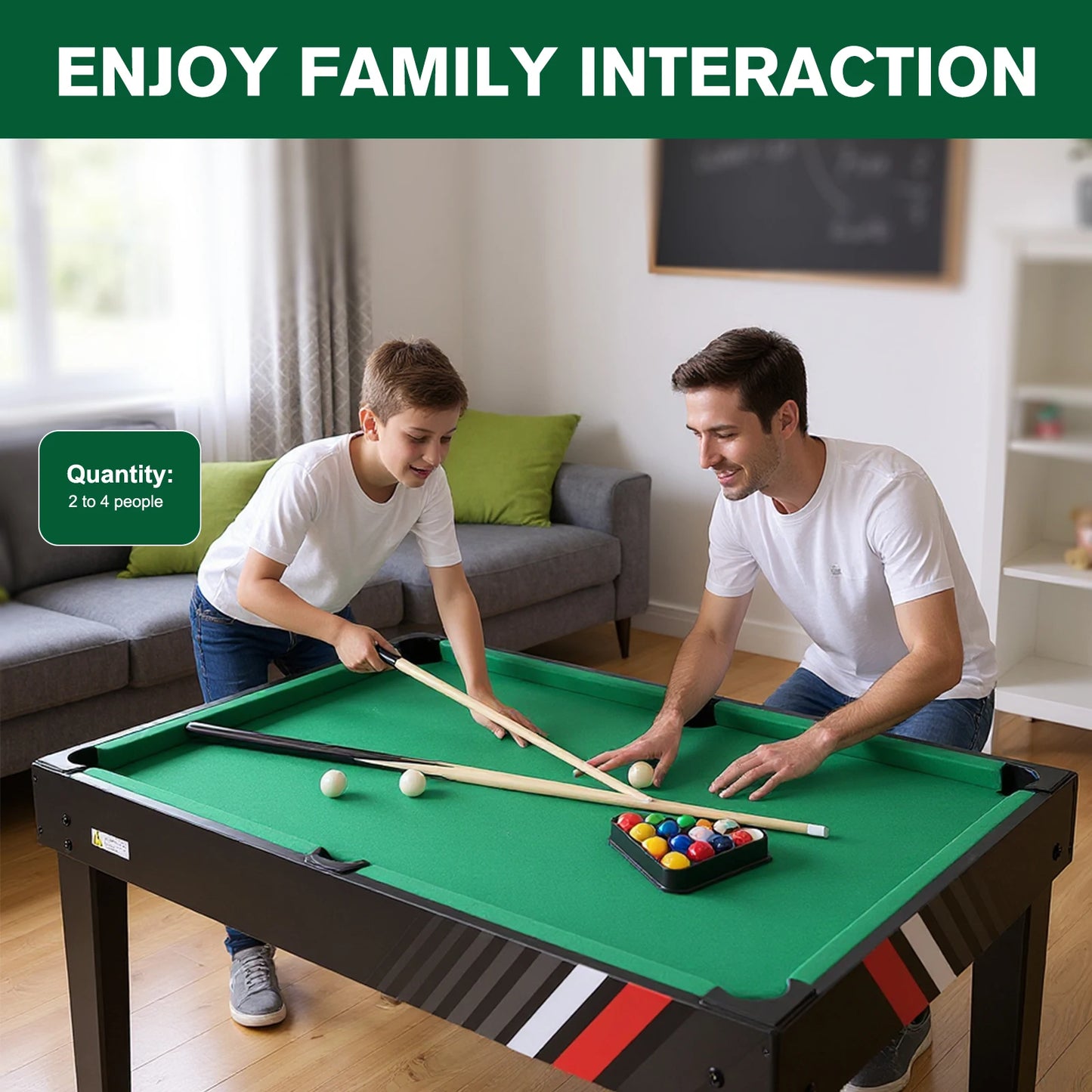 4-In-1 Recreational Game Table with Football Billiards Ice Hockey Table Tennis Indoor Desktop Game Set Wear Resist for Kids Gift