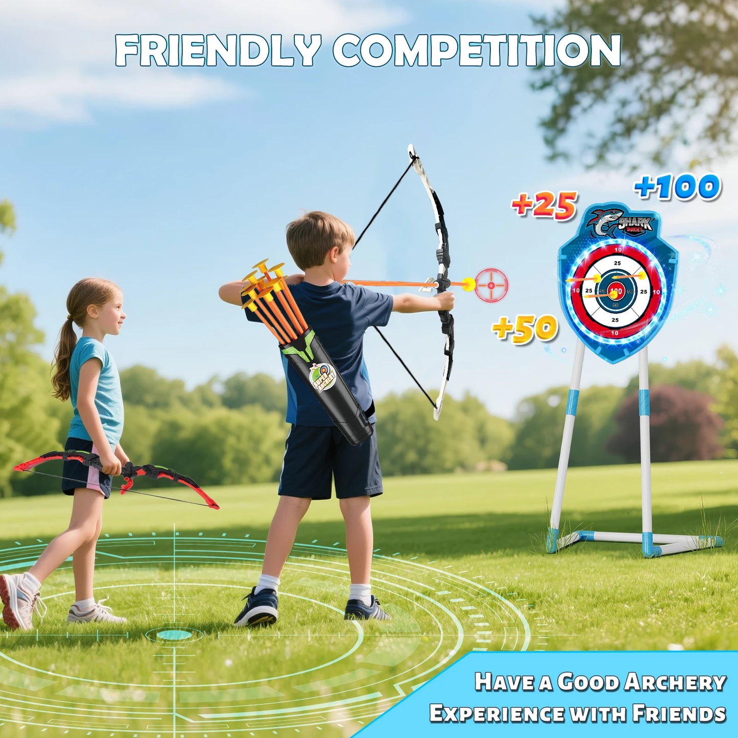 Night-Light Bow Arrow Guns Toy For Kids Archery Stand Target Board Indoor Outdoor Game Toys Boys Girls Christmas Gift