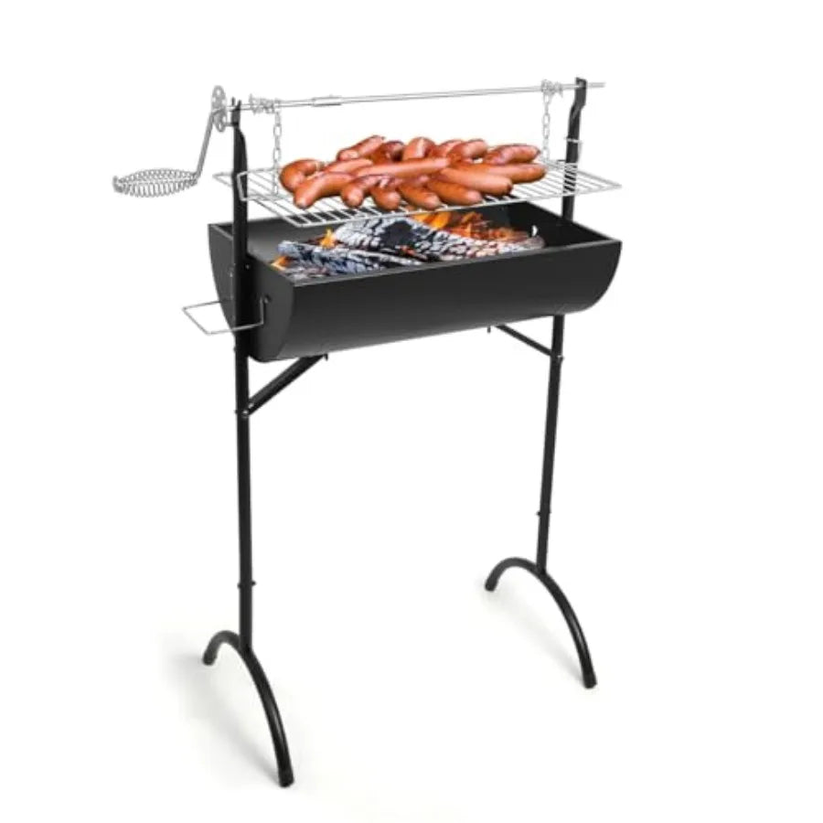 Manual Rotisserie Charcoal Grill Stainless Steel Heavy Duty Grill For Backyard Camping Picnic and Party