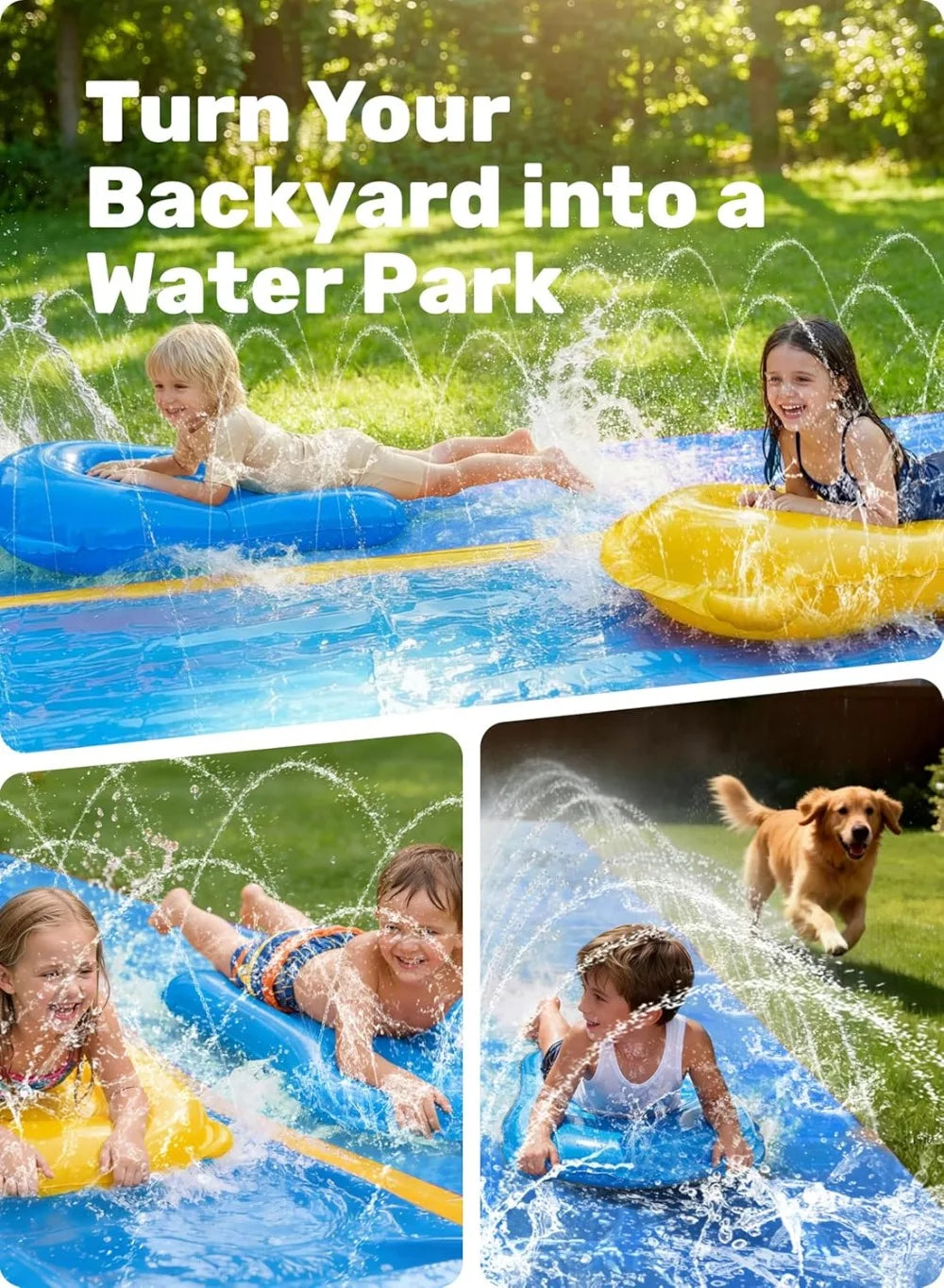 30ft x 6ft Huge Water Slide with Built-in Sprinkler & 2 Inflatable Boards for Kids Adults Outdoor Party Summer Fun
