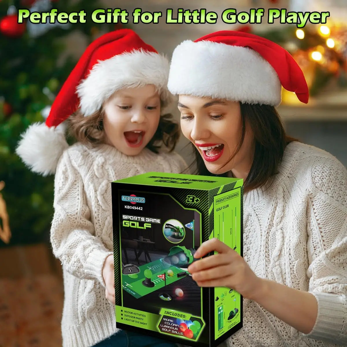 Kids Toy Golf Set Auto Returner Night Light Golf Balls Mat Toddler Mini Golf Game Indoor Outdoor Sports Toys Boys Christmas Gift