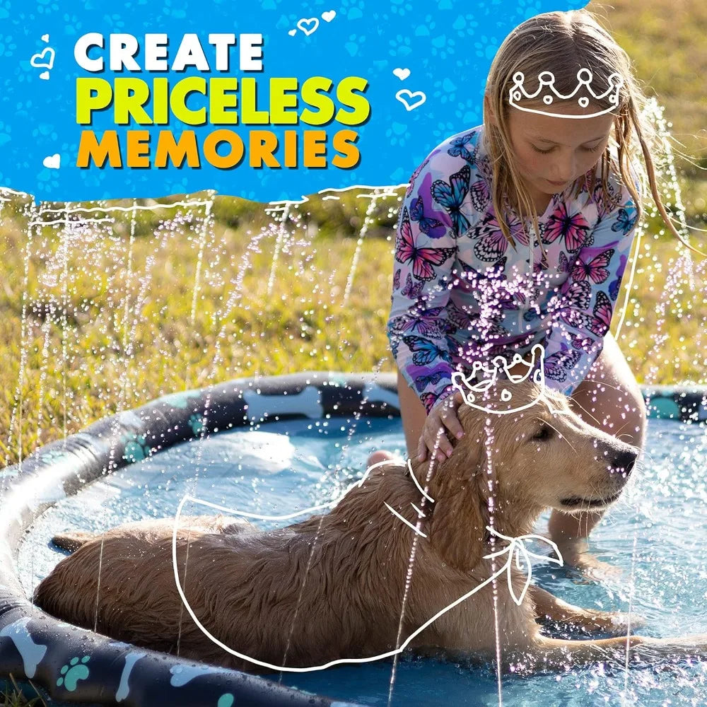 69'' Extra Large Splash Pad for Kids & Dogs, Non Slip Sprinkler Mat, Summer Outdoor Water Toys for Toddlers 1-3 & Children 4-8, Baby Pool Backyard