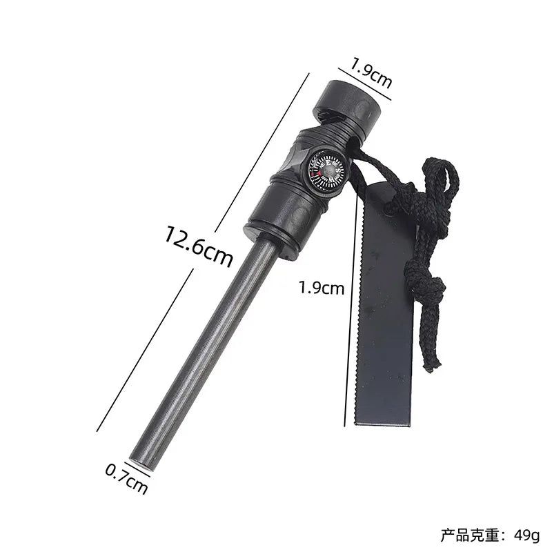 Outdoor Survival Lgnition Stick Magnesium Stick Multifunctional Lgnition Stone Survival Whistle  EDC Emergency Fire Stick Tool