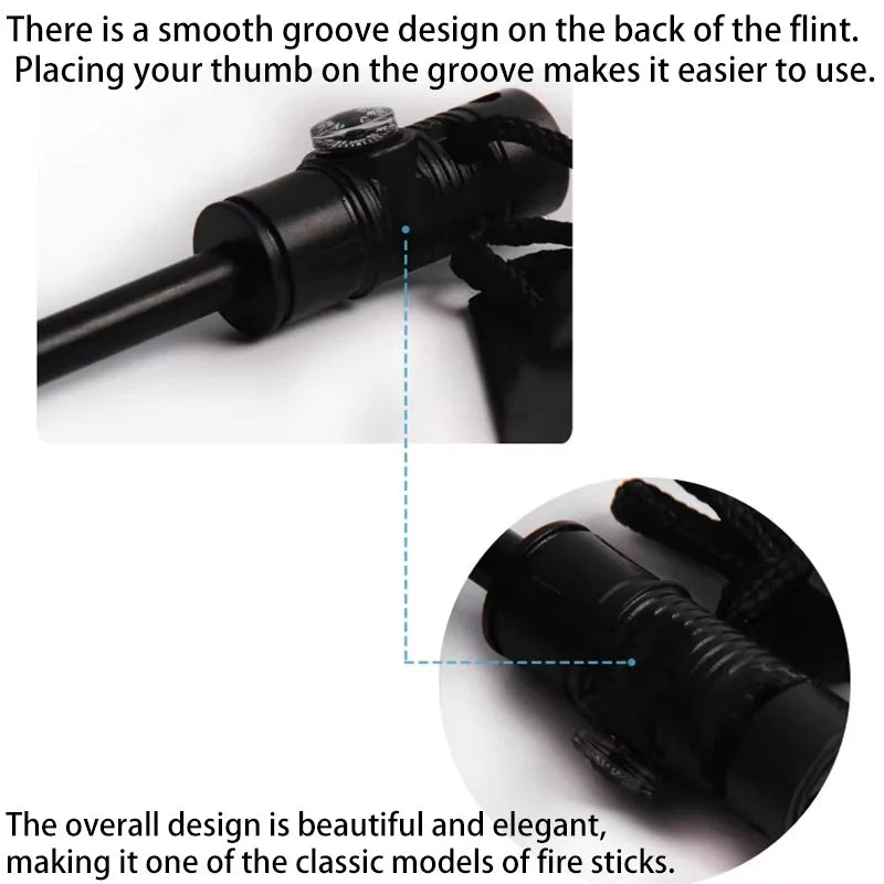 Outdoor Survival Lgnition Stick Magnesium Stick Multifunctional Lgnition Stone Survival Whistle  EDC Emergency Fire Stick Tool