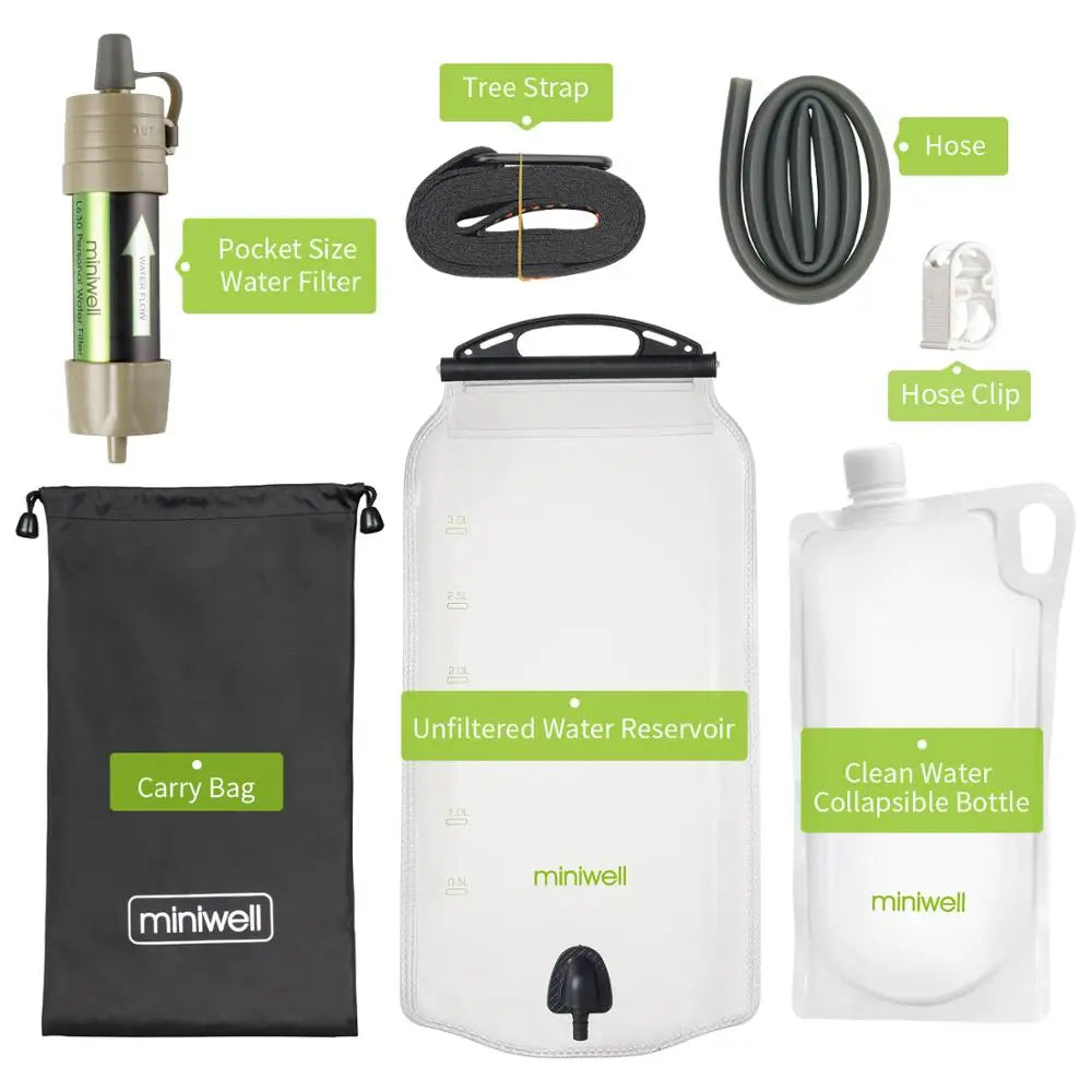 Outdoor Gravity Water Filter System for Hiking, Camping, Survival and Travel