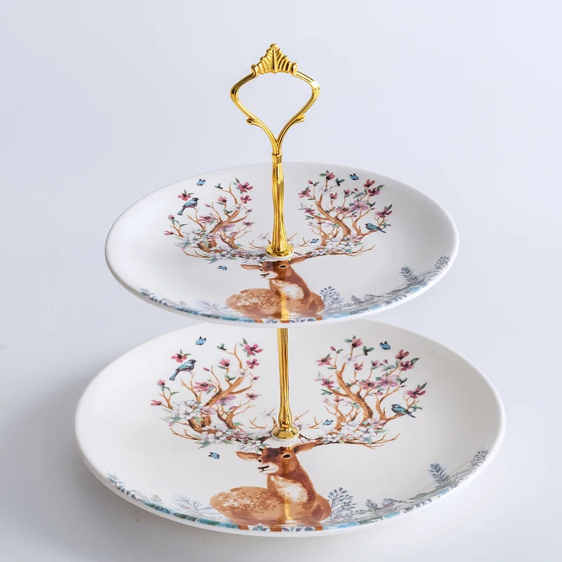 Elk Ceramic Fruit Plates Reindeer Snack Dishes Christmas Deer Cake Plate Candy Dish Food Porcelain Tray Tableware Decoration