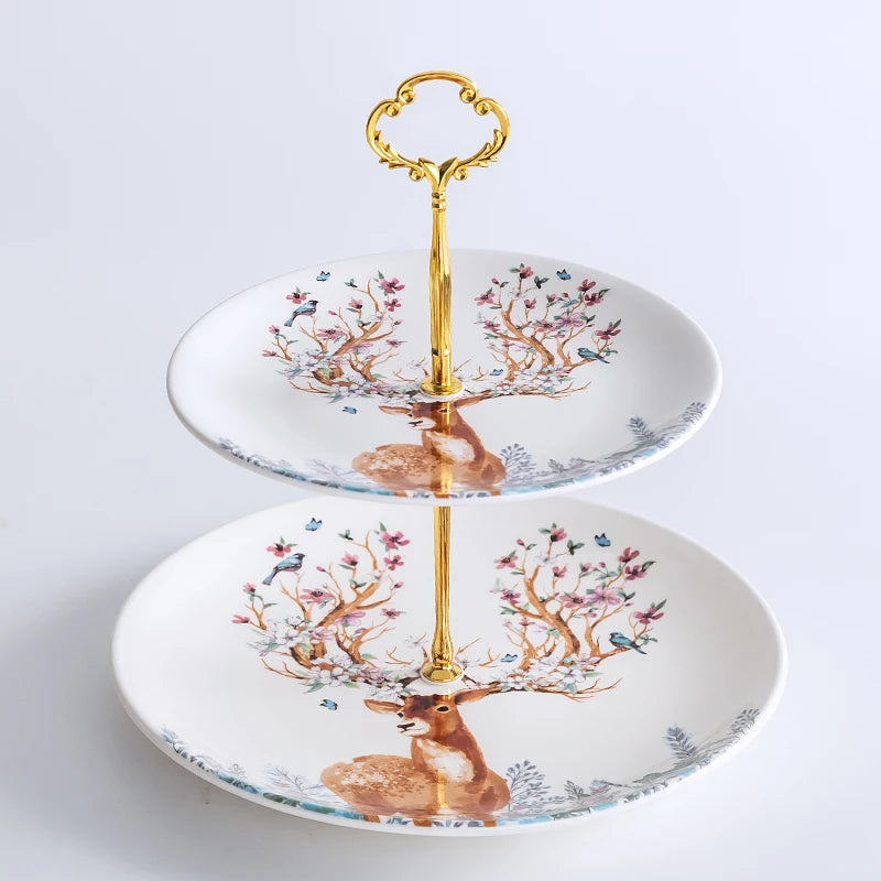 Elk Ceramic Fruit Plates Reindeer Snack Dishes Christmas Deer Cake Plate Candy Dish Food Porcelain Tray Tableware Decoration