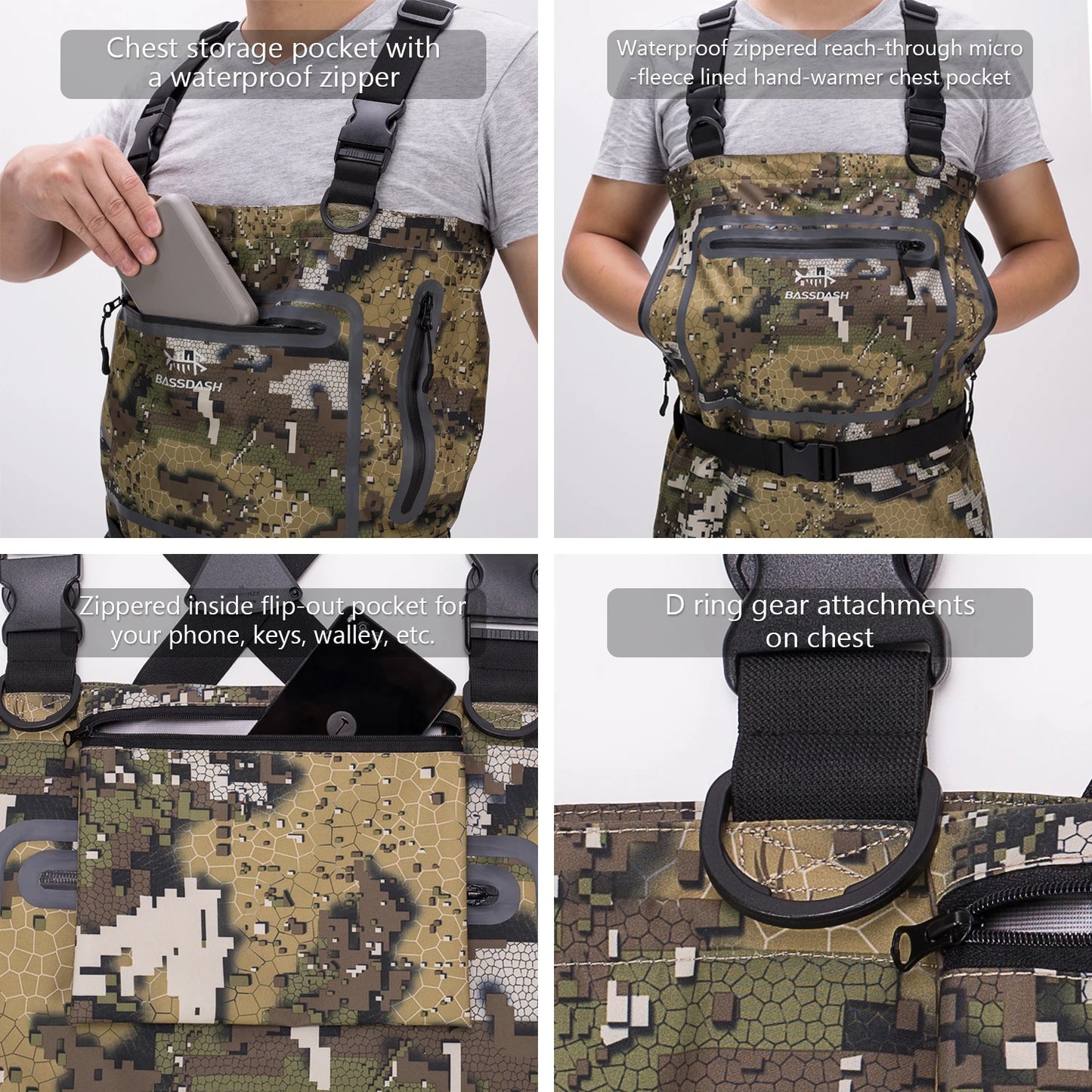 Fishing Hunting Waders for Men Veil Camo Chest Stocking Foot Breathable and Ultra Lightweight