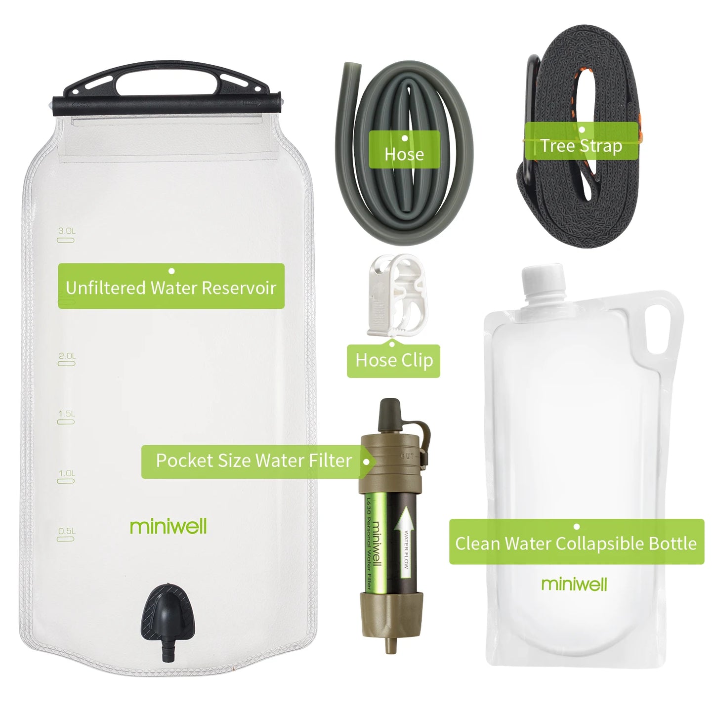 Outdoor Gravity Water Filter System for Hiking, Camping, Survival and Travel