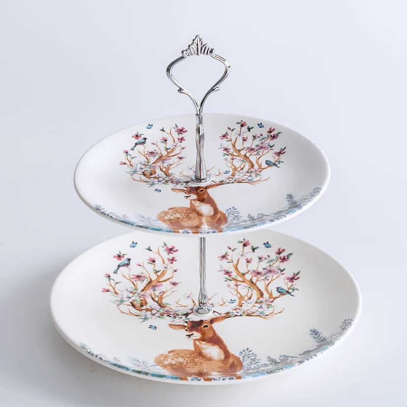 Elk Ceramic Fruit Plates Reindeer Snack Dishes Christmas Deer Cake Plate Candy Dish Food Porcelain Tray Tableware Decoration