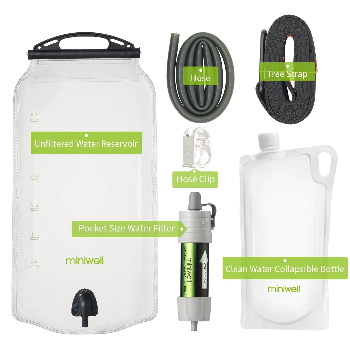 Outdoor Gravity Water Filter System for Hiking, Camping, Survival and Travel