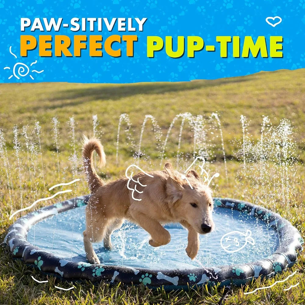 69'' Extra Large Splash Pad for Kids & Dogs, Non Slip Sprinkler Mat, Summer Outdoor Water Toys for Toddlers 1-3 & Children 4-8, Baby Pool Backyard