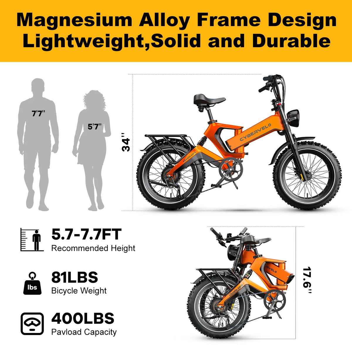 20” Fat Tire 2000W Peak Motor Luxury Foldable Ebike 48V Removable Battery E Bicycle 35+ MPH 100+Miles Long Range EK6