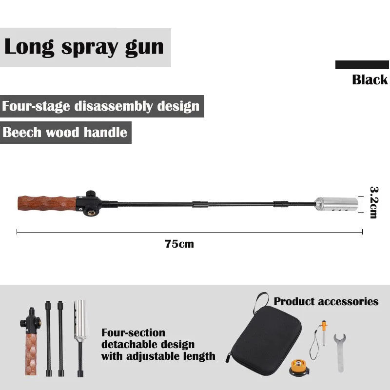 Long Handle Flamethrower, Detachable Stainless Steel Portable Camping Torch, Easy to Carry for Outdoor Fire Starting BBQ