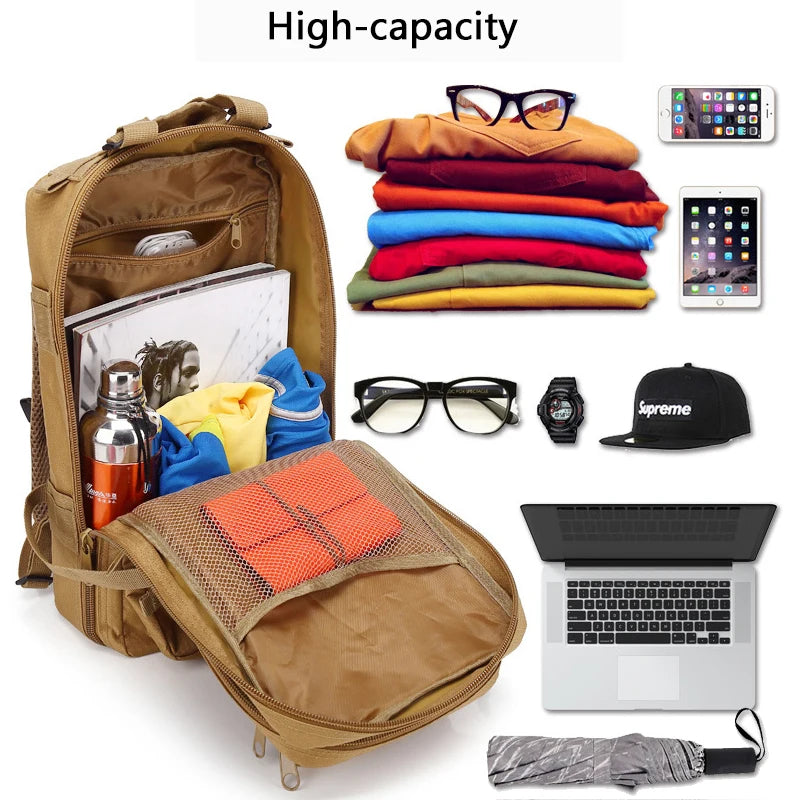 25/50L Tactical Backpacks For Man Hking Outdoor Survival Bags 3P Assault Pack EDC Molle Pack For Trekking Hunting Bag