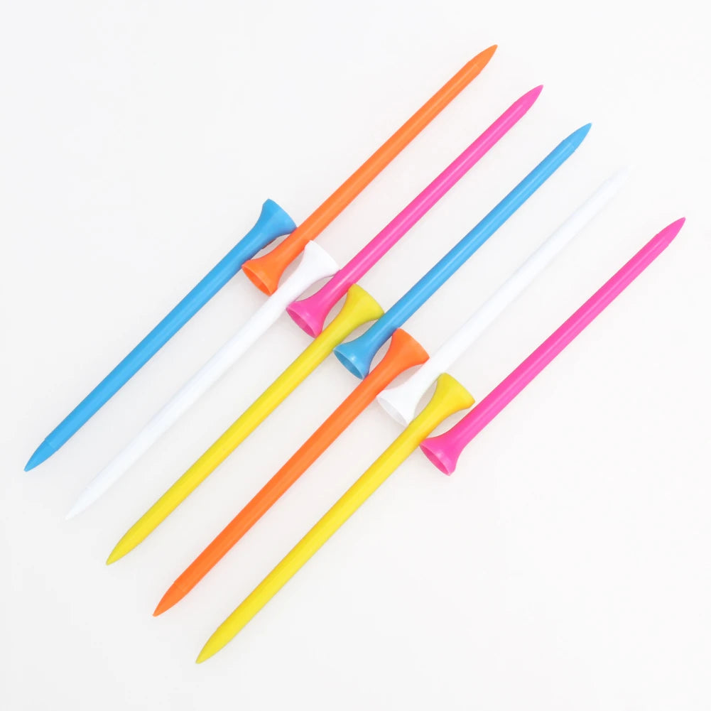 100pcs 100mm Mixed Color Plastic Golf Ball Tee Golf Holder Training Aid