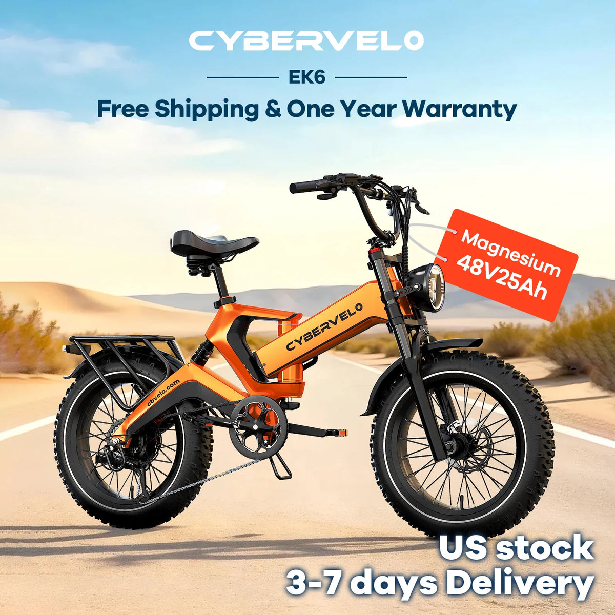 20” Fat Tire 2000W Peak Motor Luxury Foldable Ebike 48V Removable Battery E Bicycle 35+ MPH 100+Miles Long Range EK6
