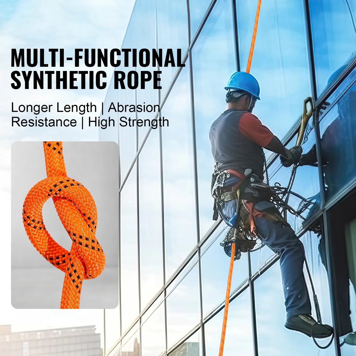 120ft Dual-Weave Polyester Cord 3/8 1/2 inch 48-Strand Multi-Use Rope for Arborist Activities Adventures Versatile
