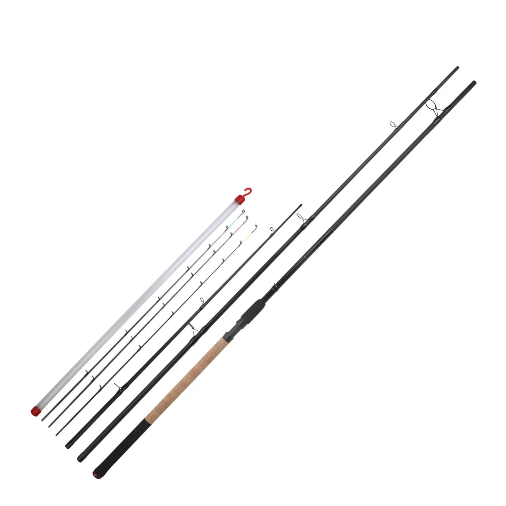 ROLLFISH 3.6m/3.9m Carbon Fiber Feeder Fishing Rod with 3 Spare Solid Tips, Pole Fishing rod EVA Grip Handle for Freshwater Carp