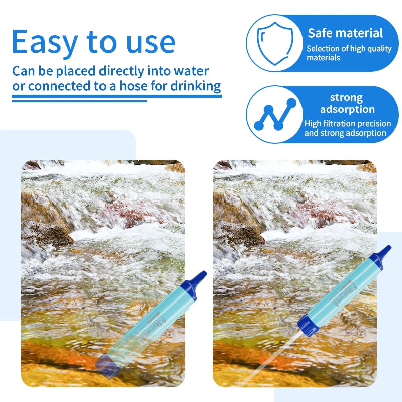 Filterwell Survival Water Filter Straw Outdoor Potable Water Purifier Camping Supplies Novelty for Hiking Emergency Travel Camp