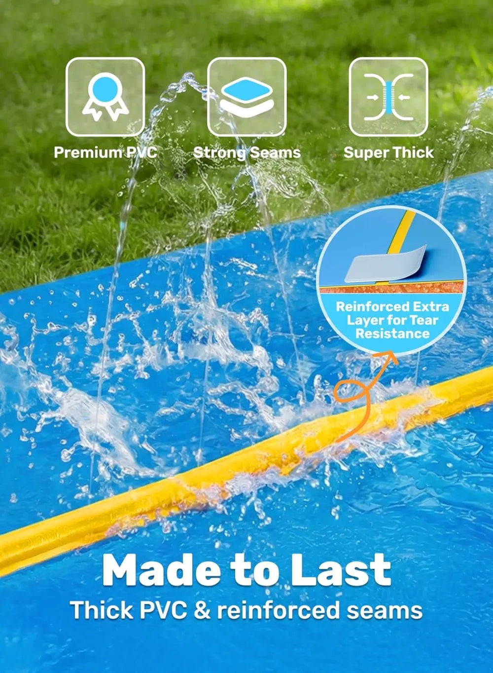 30ft x 6ft Huge Water Slide with Built-in Sprinkler & 2 Inflatable Boards for Kids Adults Outdoor Party Summer Fun