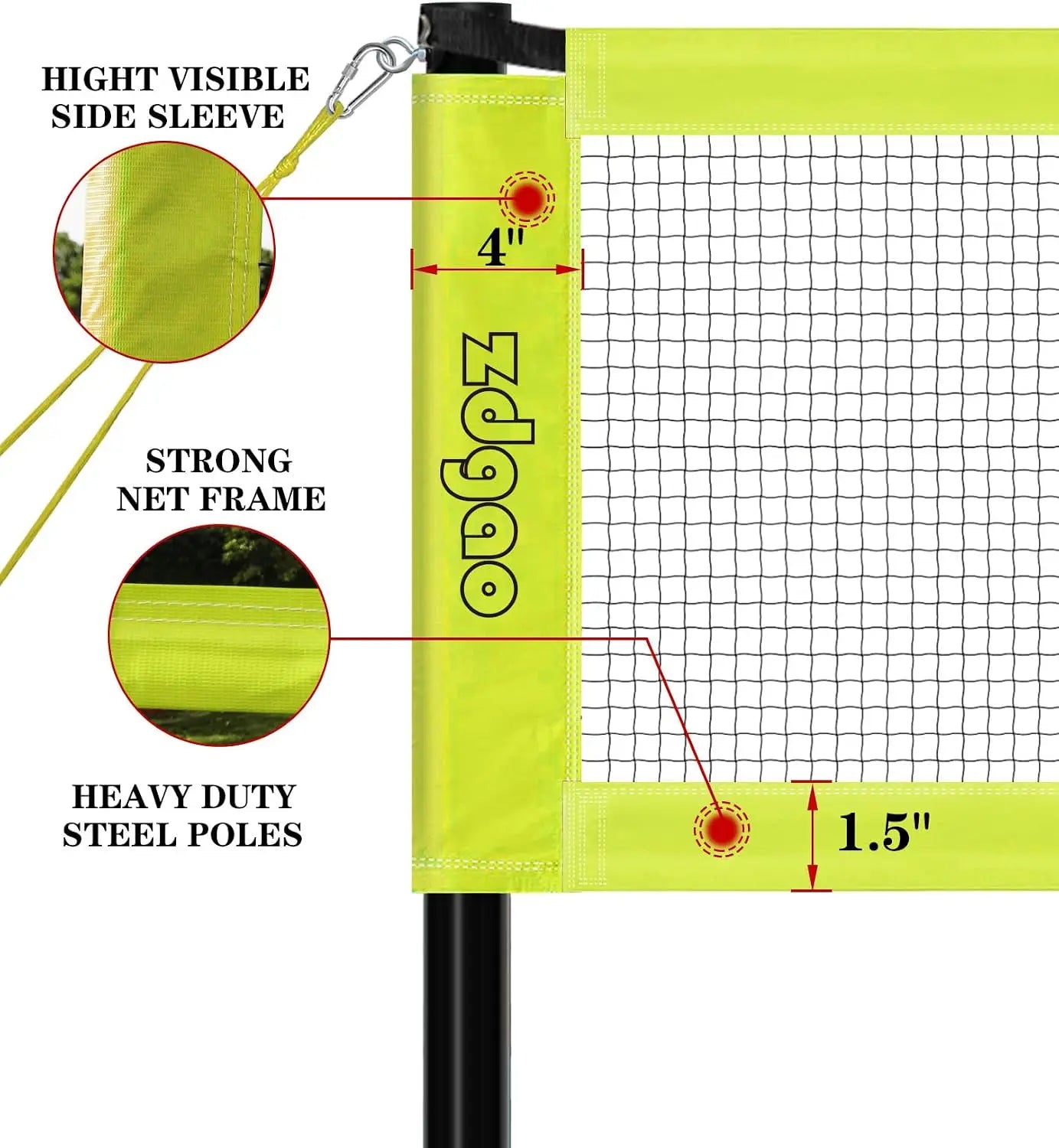 20FT/32FT Volleyball & Badminton Combo Set for Backyard | Adjustable Height Poles, Anti-Sag Net, Complete Set with Rackets, Volleyball, Boundary Line & Carry Bag