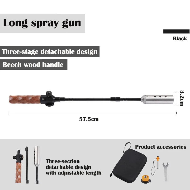 Long Handle Flamethrower, Detachable Stainless Steel Portable Camping Torch, Easy to Carry for Outdoor Fire Starting BBQ