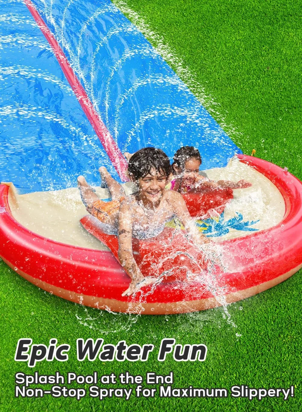 22FT Extra Long Water Slide for Kids & Adults, 2-Lane Slip N Slide with Sprinklers & Bodyboards, Heavy Duty Outdoor Summer Fun