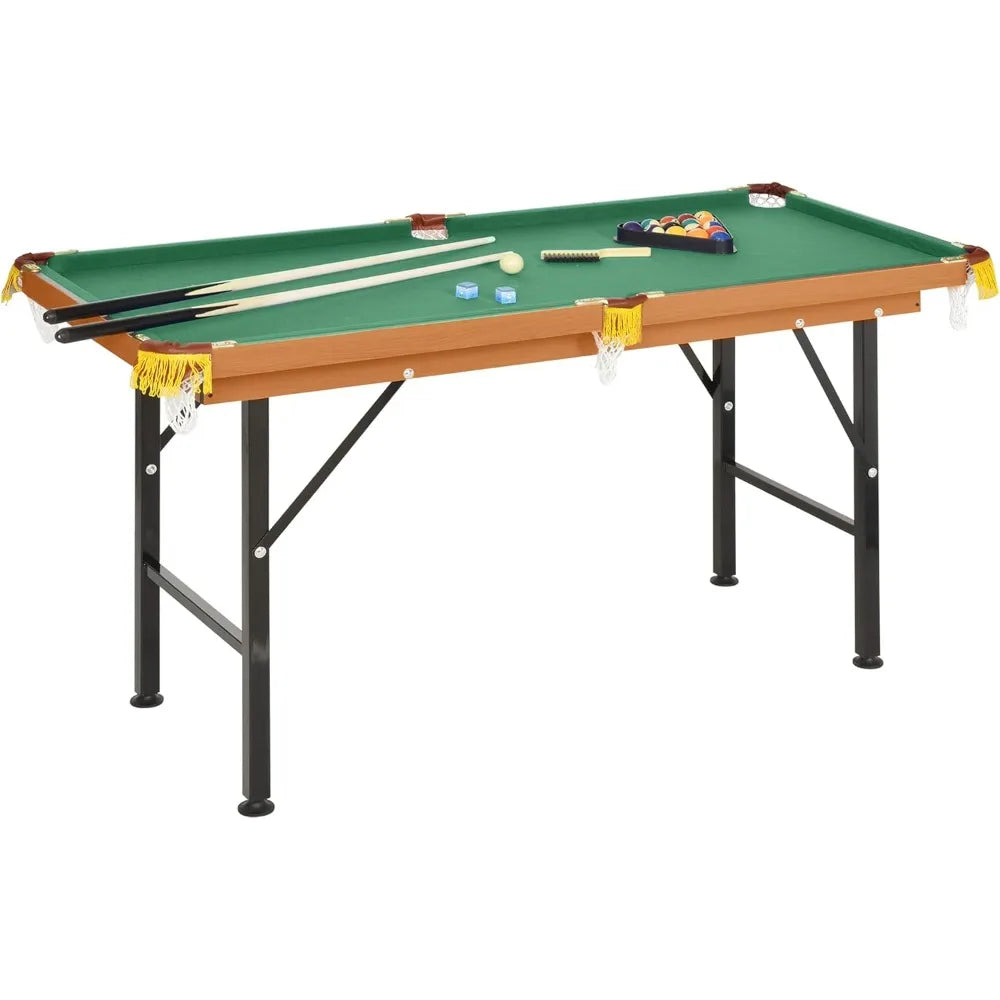 Portable Folding Billiards Table Game Pool Table for Whole Family Number Use with Cues, Ball, Rack, Chalk