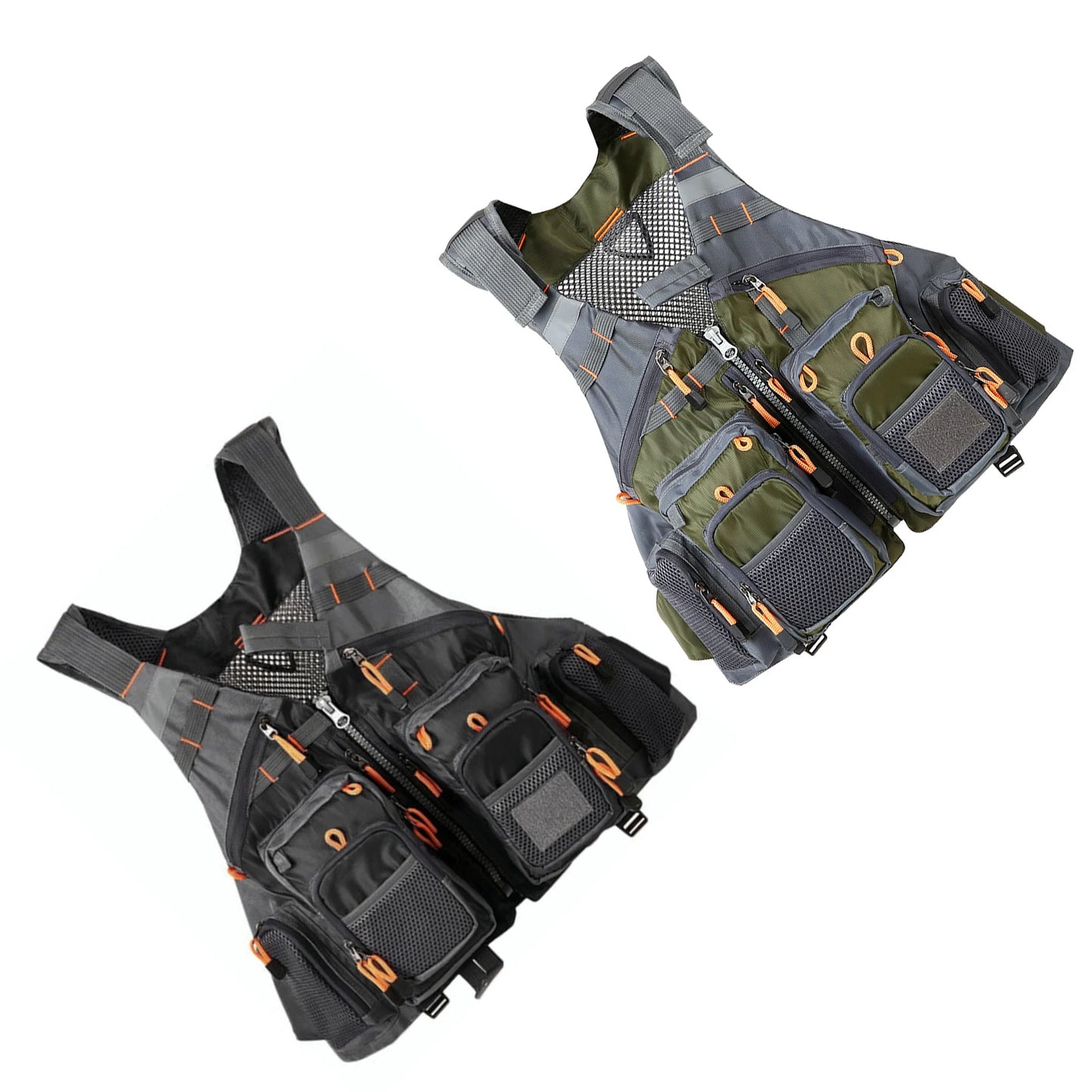 Fishing Vest Adjustable Strap Lightweight Quick Dry Mesh Shoulder Pad Multi-Pocket Vest for Fishing Adventure