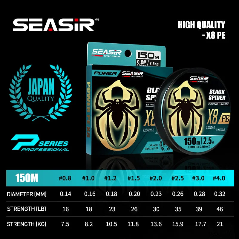 PE Line 8 Braided Multifilament Fishing Line 150M 16-46Lb Upgrade High Stength Main Line