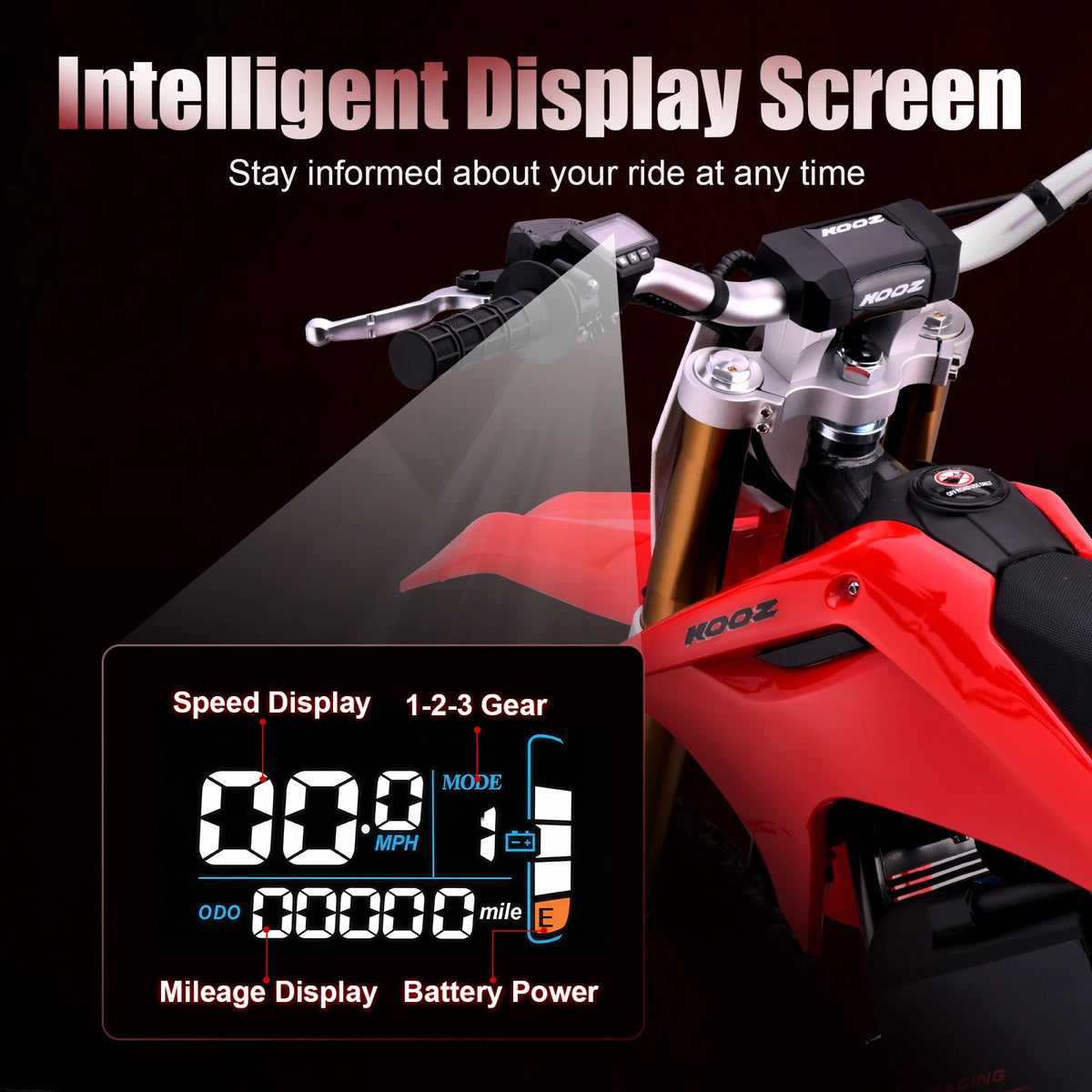 HP131E-L 72V 8000W Pro Electric Dirt Bike for Adults,3 Speed Modes Electric Motorcycle Up to 56 MPH with 19"/16" Tires.