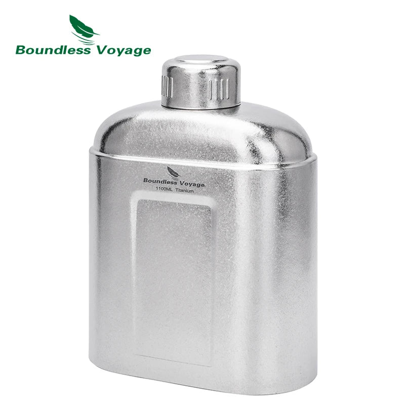 Titanium Bottle with Carry Bag 1.1L Open Flame Heating Canteen Leakproof Drinkware for Hiking Ti3012D