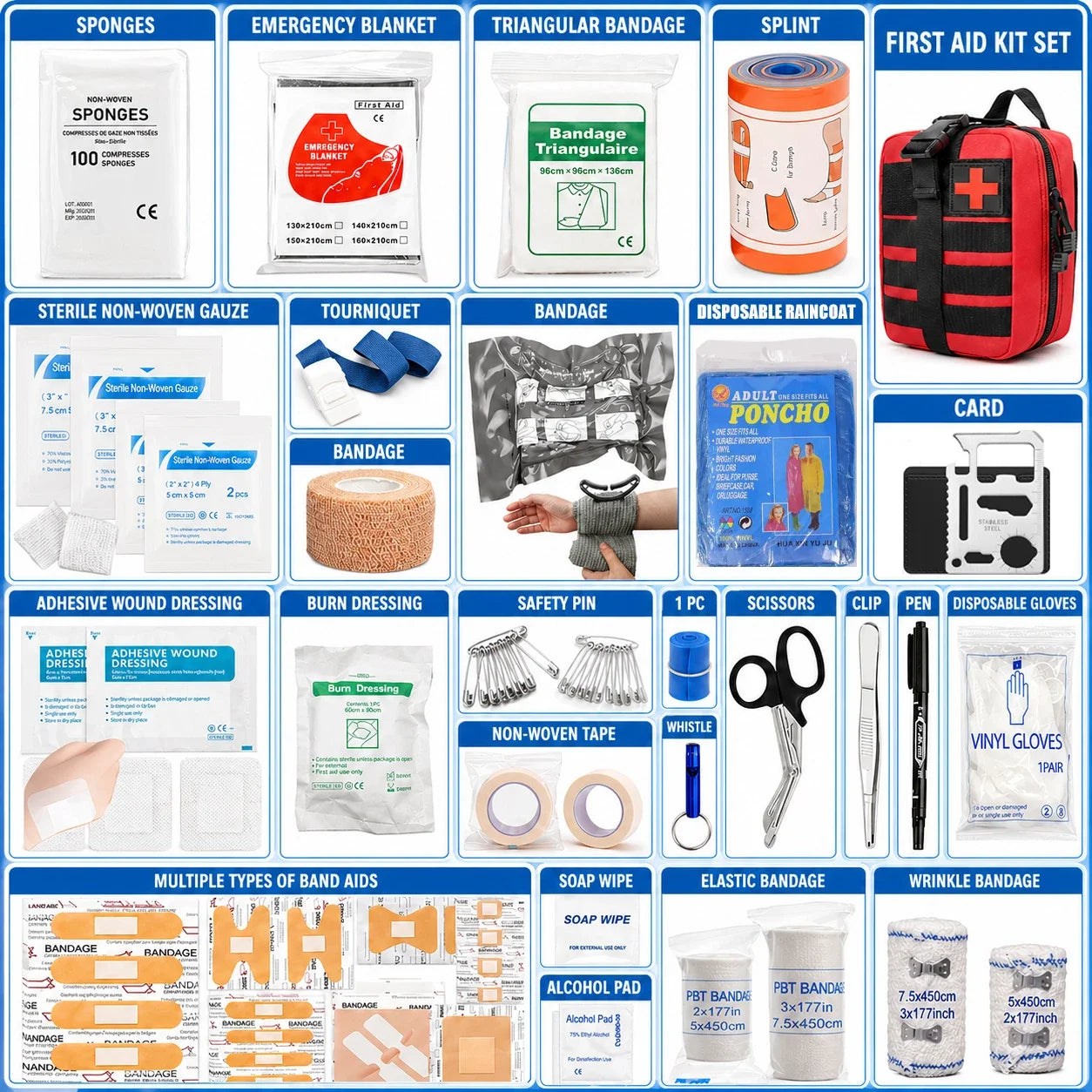 397Pcs Emergency First Aid Kit Tourniquet Trauma Kit Medical Bag Outdoor