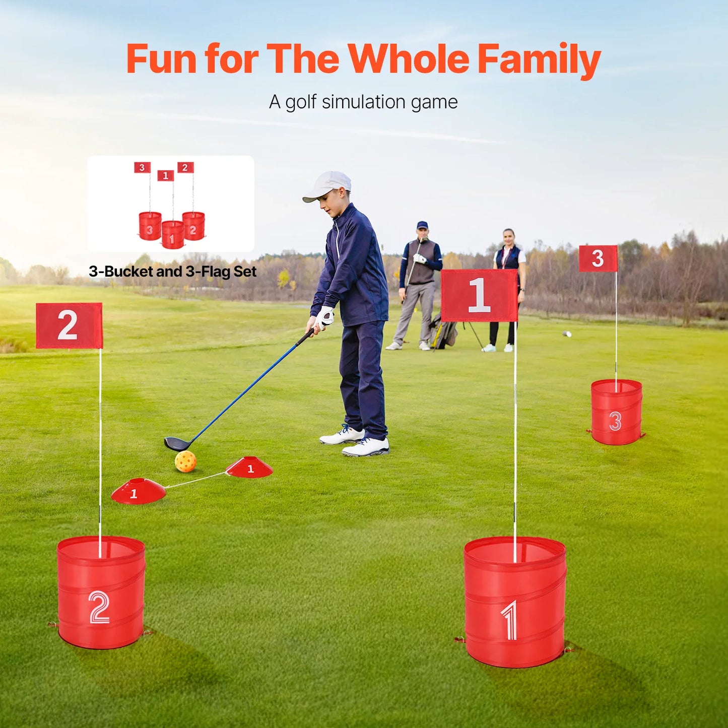 3/6/9 Hole Backyard Golf Game Portable Bucket Golf Course Practice Chipping Games for Family Outdoor Sports