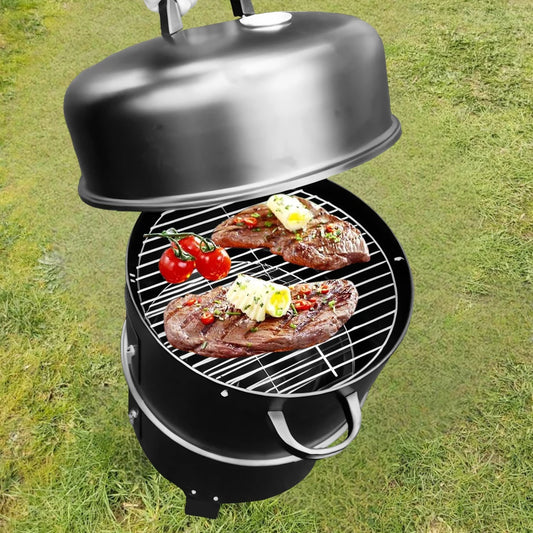Vertical Charcoal Smoker with Built-in Thermometer BBQ Smoker Grill with Air Vent 2 Access Doors for Outdoor Cooking Camping