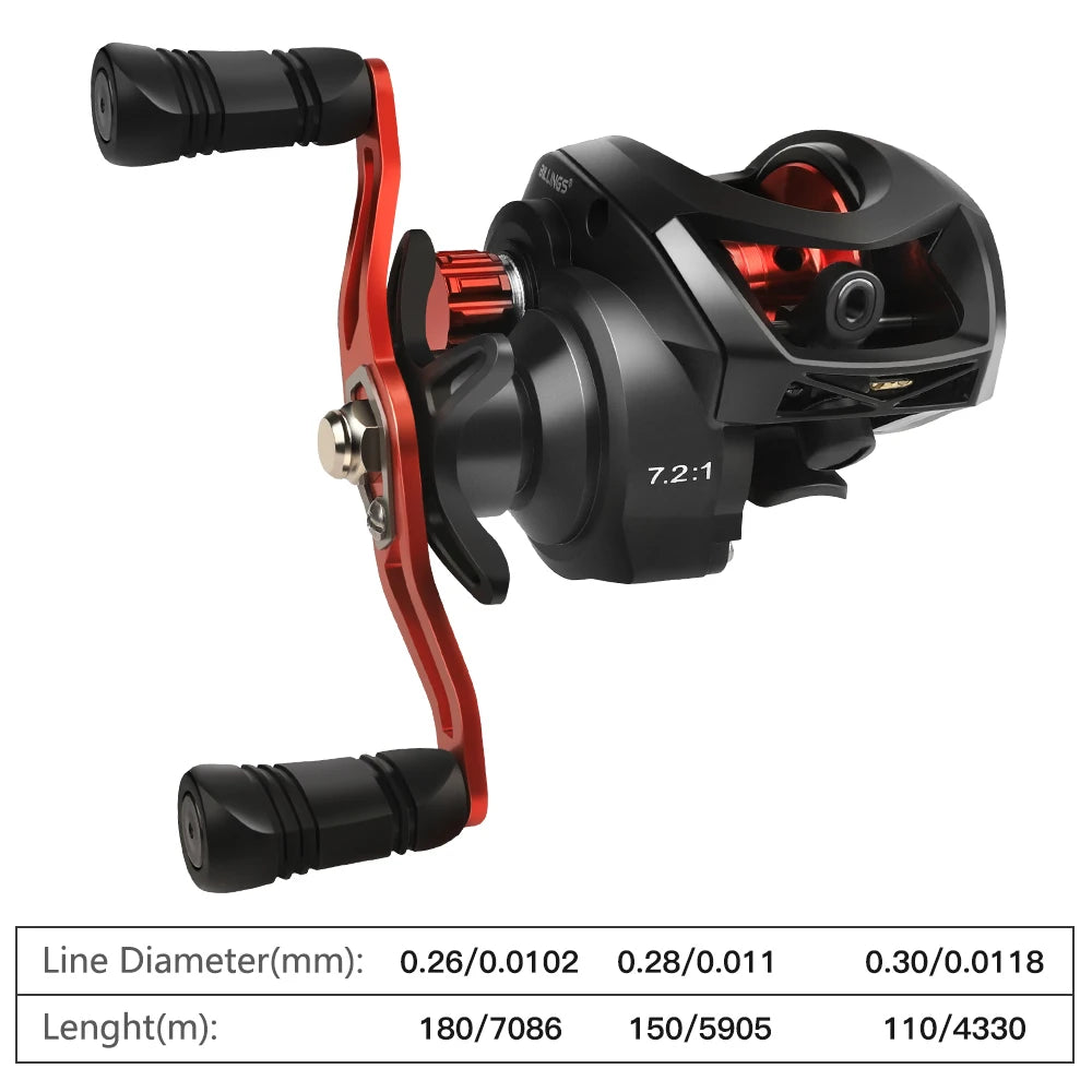 Reel 8KG Max Drag Baitcaster Fishing Reels 7.2:1 Gear Ratio Magnetic Brake System Casting Reel for Freshwater Saltwater Bass Trout Carp Fishing