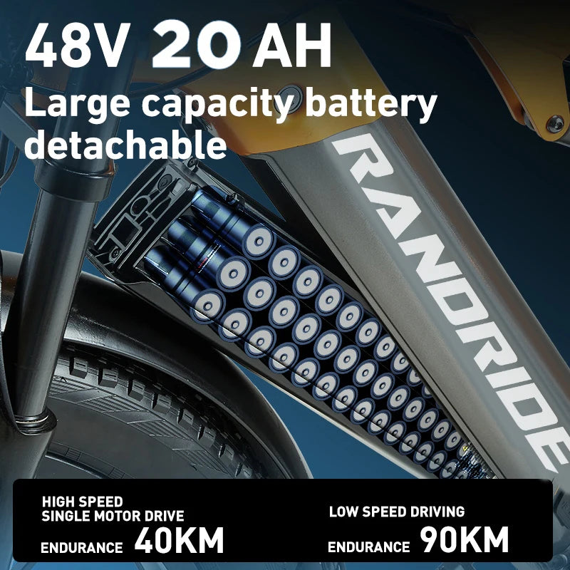 Electric Bicycle 1000W Motor 48V 20Ah Battery 50km/h E-Bike 26x4 Inch Tire Off-road Electric Bike Mountain Ebike Snowmobile Bike