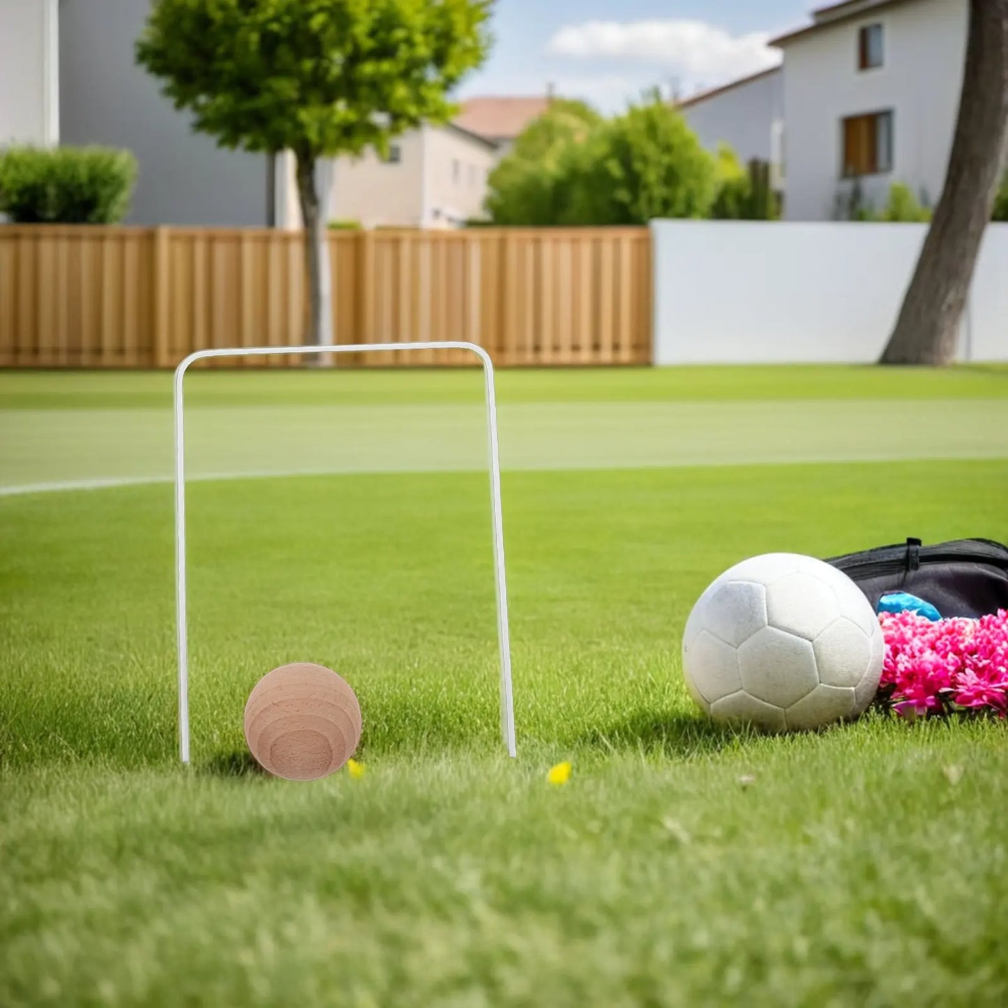 1Set Croquet Set Kids Outdoor Garden Wickets Backyard Courtyard Games Family Lawn Play Wooden Ball Sports Activity Kit