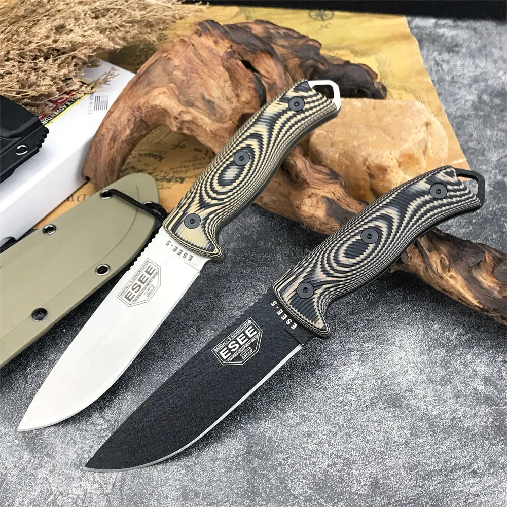5 Fixed Blade Knife D2 Blade G10 Handle High Quality Outdoor EDC Camping Hiking Hunting Survival Tools Pocket Knife