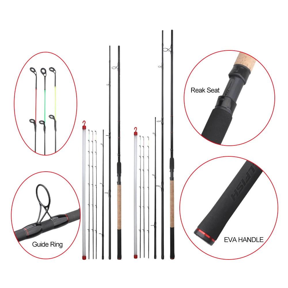 ROLLFISH 3.6m/3.9m Carbon Fiber Feeder Fishing Rod with 3 Spare Solid Tips, Pole Fishing rod EVA Grip Handle for Freshwater Carp