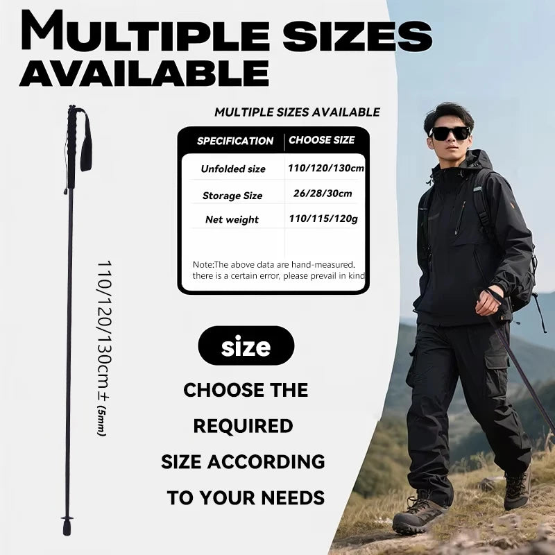 Ultra-Lightweight 115g City Running Poles, Trekking Poles, Foldable 5-Sections Carbon Fiber Hiking Sticks Walking Cane for Outdoor Gear Equipment, Multiple Sizes Available, Fixed 110cm, 120cm, 130cm, 1PC