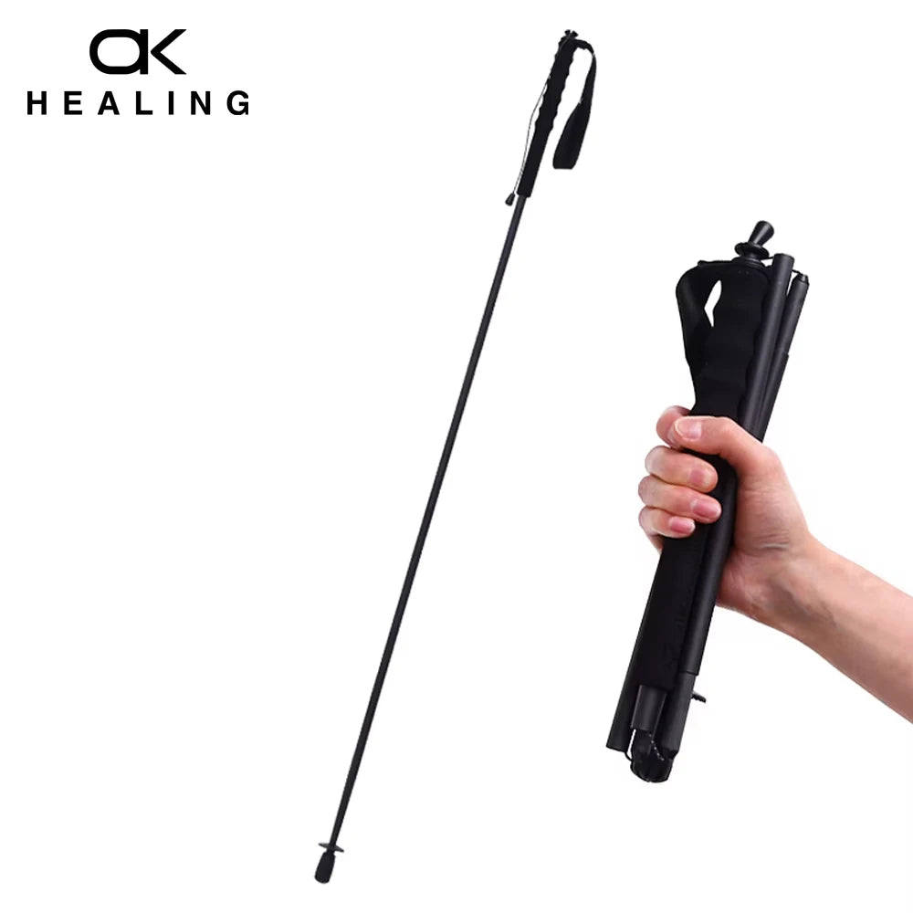 Ultra-Lightweight 115g City Running Poles, Trekking Poles, Foldable 5-Sections Carbon Fiber Hiking Sticks Walking Cane for Outdoor Gear Equipment, Multiple Sizes Available, Fixed 110cm, 120cm, 130cm, 1PC