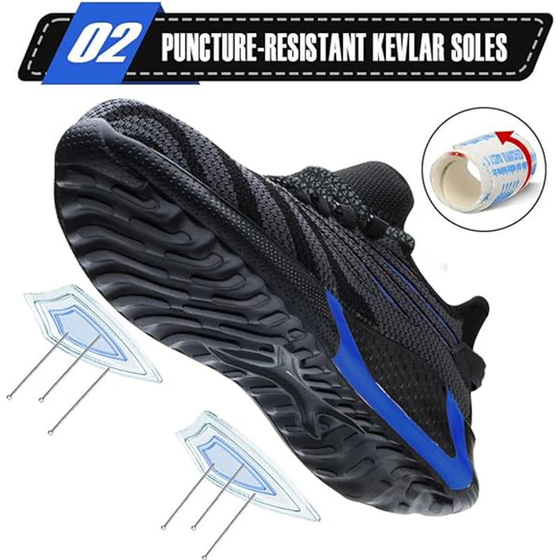 Steel Toe Work Shoes for Men Lightweight Safety Sneakers Comfortable Breathable Anti-Puncture Construction Working Shoes Boots