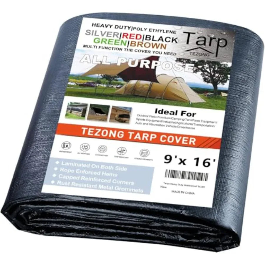 Tarps Heavy Duty Waterproof 14x14ft, Tarp 16MIL Plastic Tarpaulin Outdoor Tarp Cover for Emergency Rain, Patio Furniture, Wood,