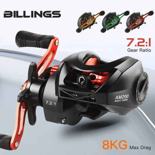 Reel 8KG Max Drag Baitcaster Fishing Reels 7.2:1 Gear Ratio Magnetic Brake System Casting Reel for Freshwater Saltwater Bass Trout Carp Fishing