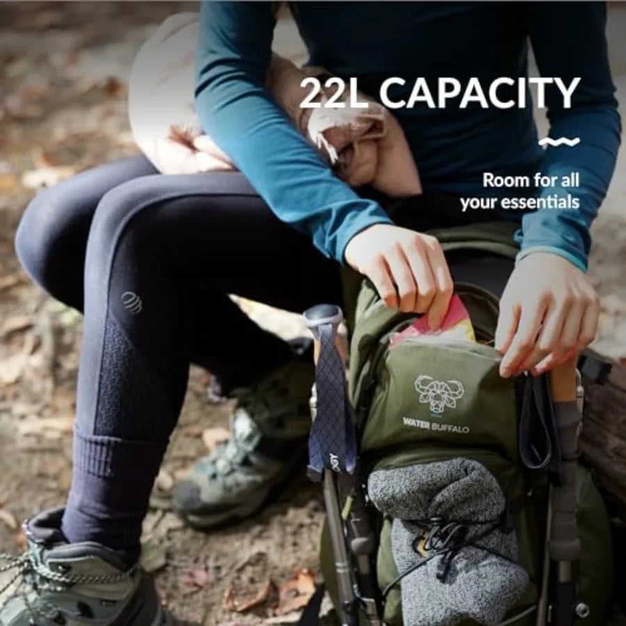 Hydration Backpack - Sherpa 22L Hiking Backpack with Water Bladder - Water Backpack for Hiking with Waterproof Zippers, Phone a