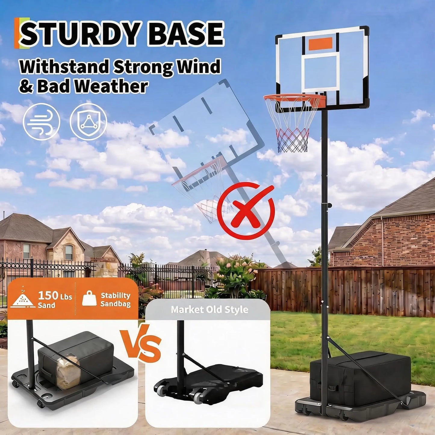 Basketball Hoop for Kids and Adults,Portable Adjustable 10 ft Basketball Hoop Outdoor Indoor,with Backboard,Net and Larger Base,in Pool Driveway Backyard Games